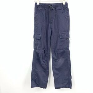 LL Bean Kids Size 12 Large Pants Blue Cargo Straight Leg Canvas Pull On Boys